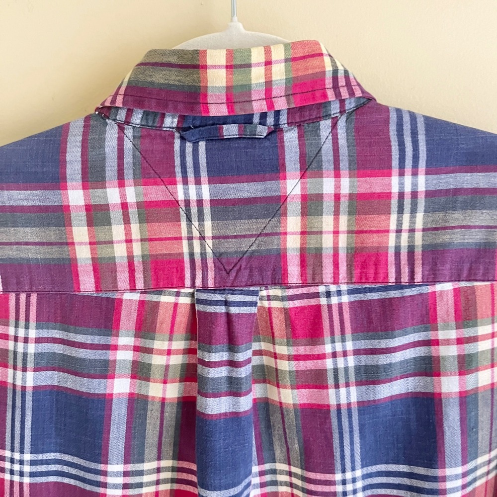 Vintage Tommy Hilfiger Button Up Shirt Men's Medium Plaid 100% Cotton Preppy Top - Picture 10 of 12